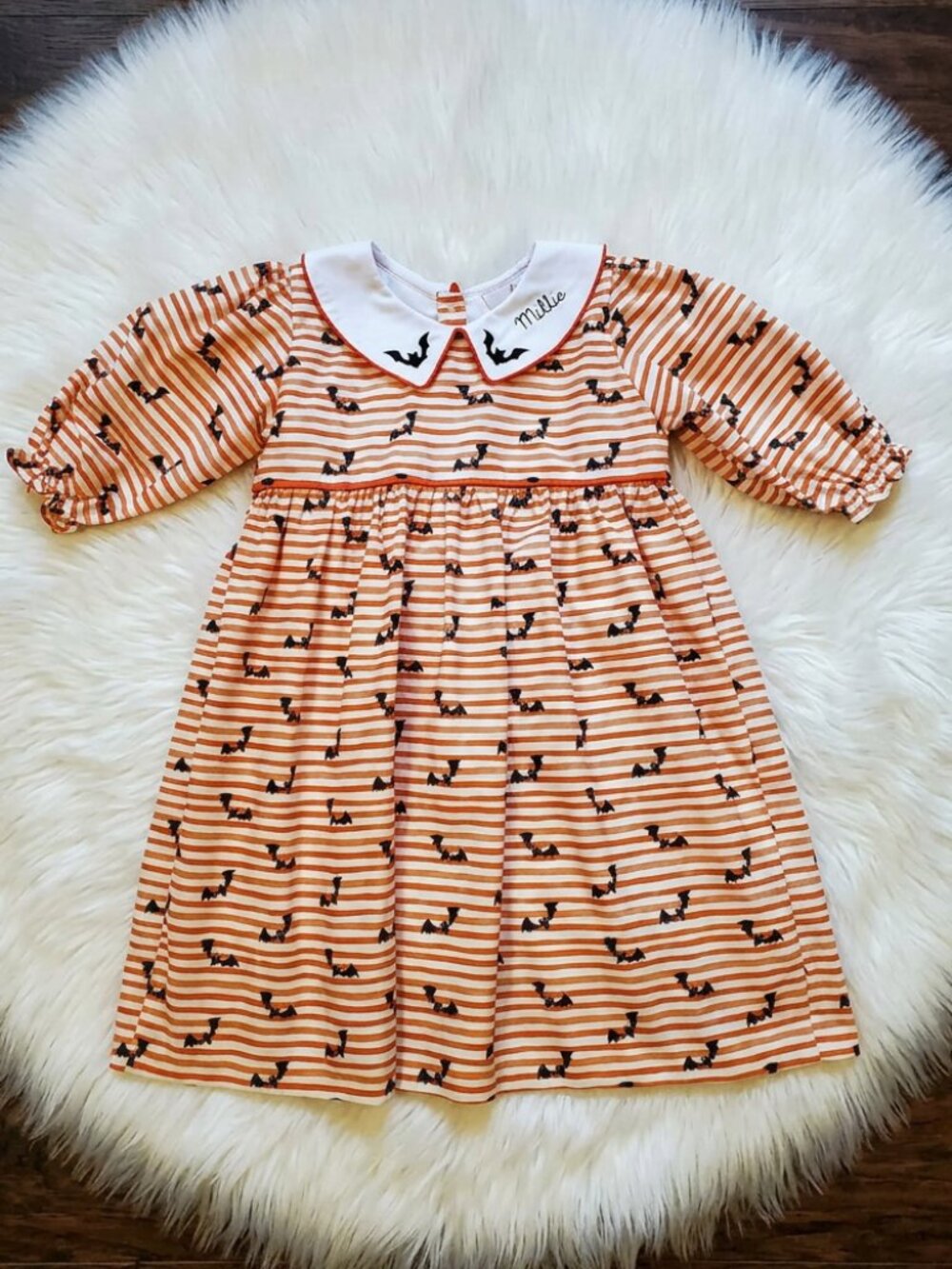 NWT Smockingbird Bat Dress Monogrammed Millie Size 4